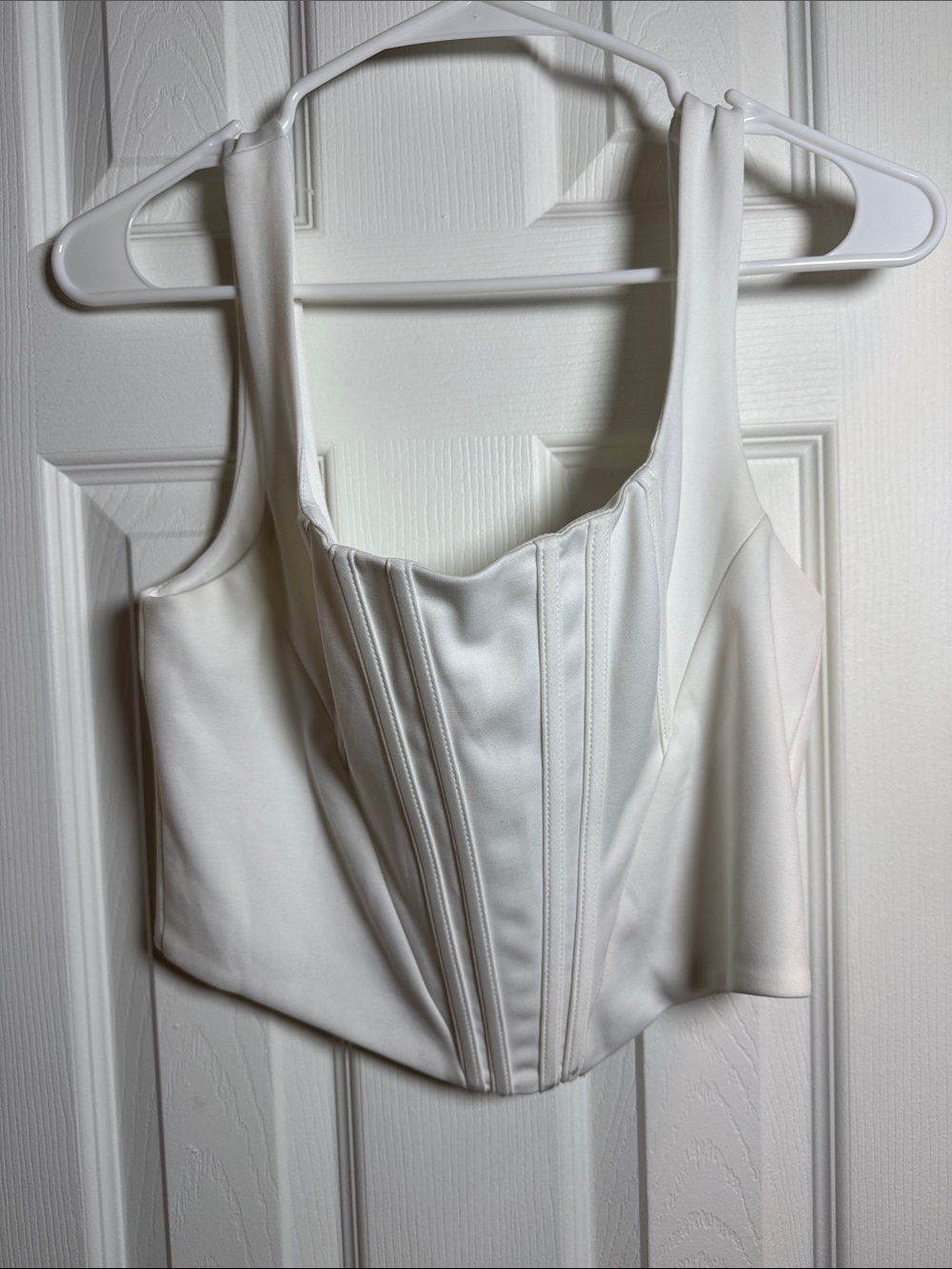 White Structured Corset Crop Top - Women